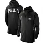 nike veste zipper hoodie nba philadelphia 76ers heathered black authentic